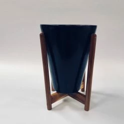 Exotic Flora Pots & Planters Love Bite With Wooden Stands - Black 6 Exotic Flora Pots & Planters Love Bite With Wooden Stands - Black