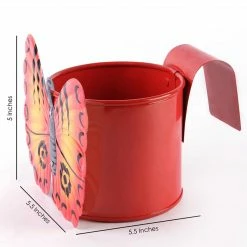 Exotic Flora Butterfly Pot Red Pots & Planters