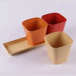 Exotic Flora Set Of Three Herb Pots Red Pots & Planters