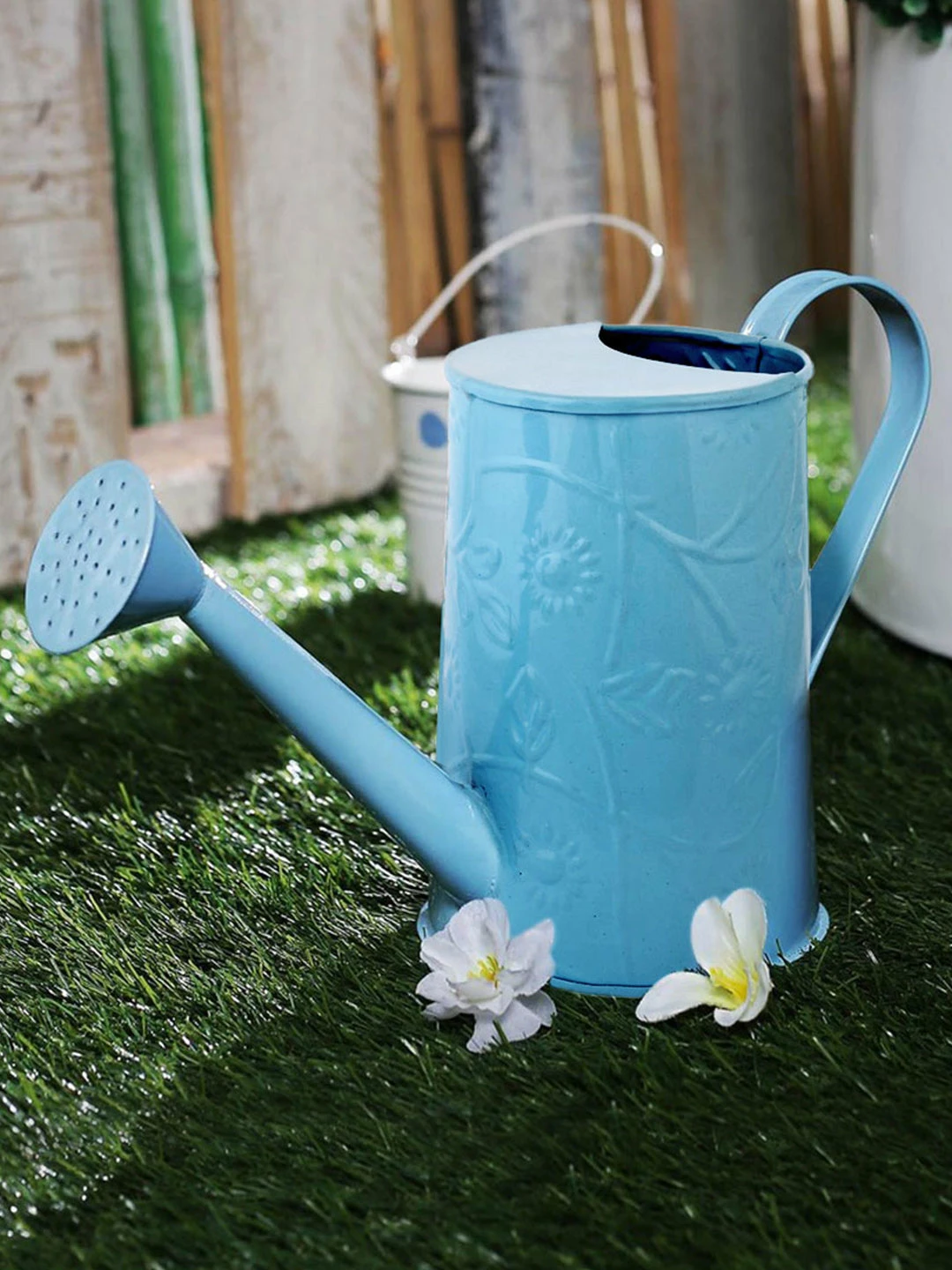 Exotic Flora Design Embossed Watercane Blue 1 Exotic Flora Design Embossed Watercane Blue