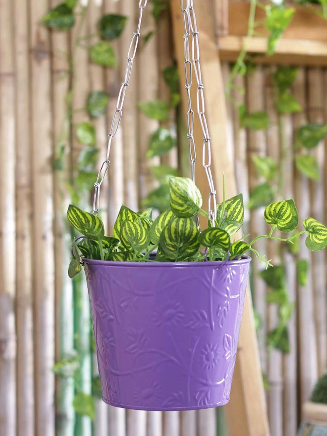 Exotic Flora Hanging Bucket Purple 1 Exotic Flora Hanging Bucket Purple