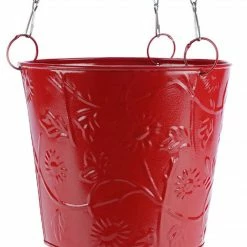 Exotic Flora Hanging Bucket Red Pots & Planters 5 Exotic Flora Hanging Bucket Red Pots & Planters