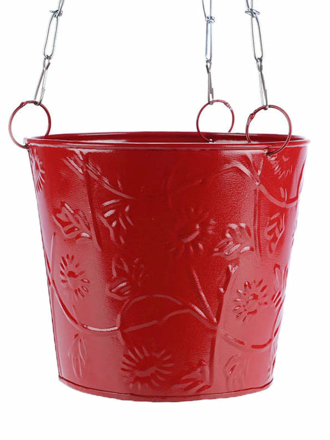Exotic Flora Hanging Bucket Red Pots & Planters 3 Exotic Flora Hanging Bucket Red Pots & Planters