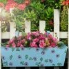 Exotic Flora Handpainted Rectangle Planter Blue