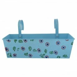Exotic Flora Handpainted Rectangle Planter Blue 4 Exotic Flora Handpainted Rectangle Planter Blue