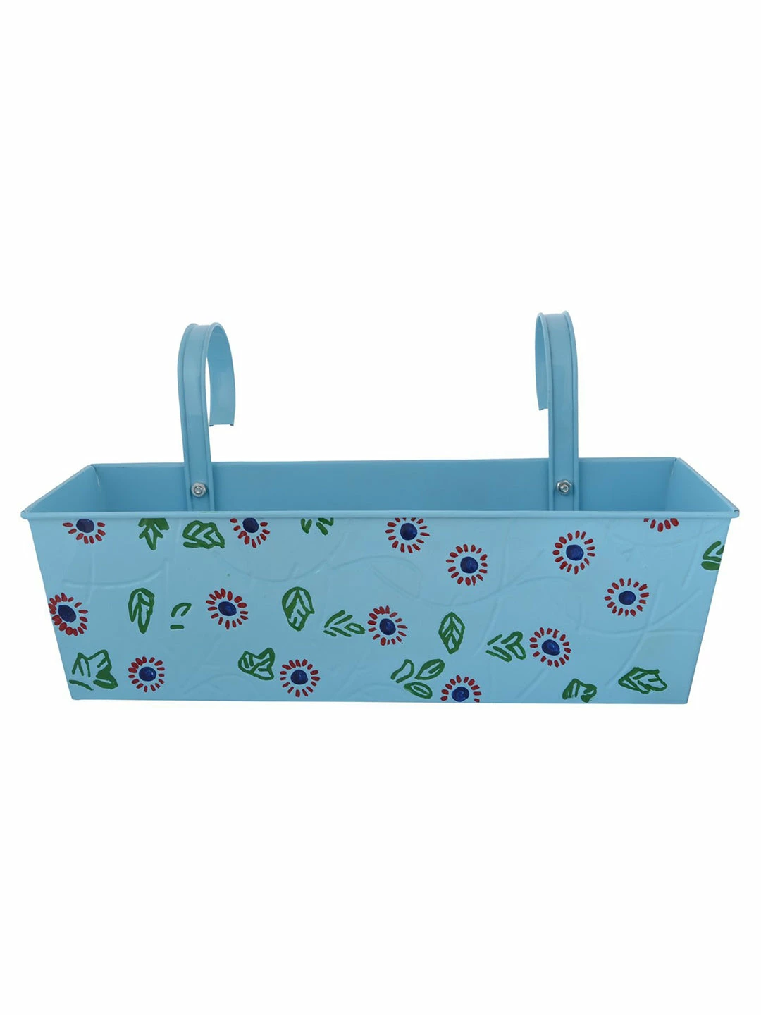 Exotic Flora Handpainted Rectangle Planter Blue 2 Exotic Flora Handpainted Rectangle Planter Blue