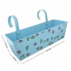 Exotic Flora Handpainted Rectangle Planter Blue 5 Exotic Flora Handpainted Rectangle Planter Blue