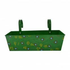 Exotic Flora Handpainted Rectangle Planter Green 4 Exotic Flora Handpainted Rectangle Planter Green