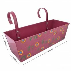 Exotic Flora Pots & Planters Handpainted Rectangle Planter Pink 5 Exotic Flora Pots & Planters Handpainted Rectangle Planter Pink