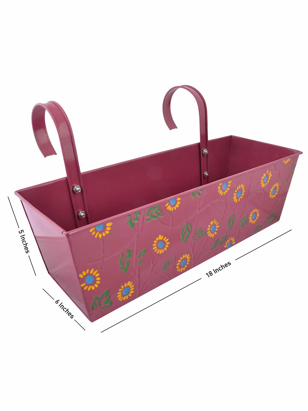 Exotic Flora Pots & Planters Handpainted Rectangle Planter Pink 3 Exotic Flora Pots & Planters Handpainted Rectangle Planter Pink