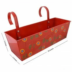 Exotic Flora Handpainted Rectangle Planter Red Pots & Planters