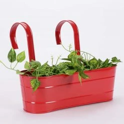 Exotic Flora Oval Railing Planter Large Red Pots & Planters