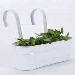 Exotic Flora Oval Railing Planter Large White