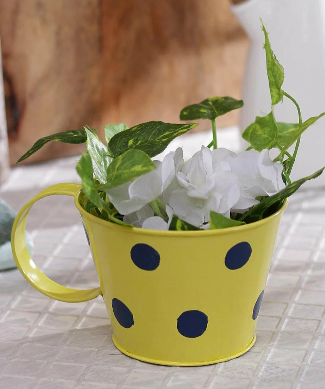 Exotic Flora Polka Cup Small Yellow Pots & Planters 1 Exotic Flora Polka Cup Small Yellow Pots & Planters