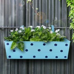 Exotic Flora Polka Dot Rectangle Planter Blue Pots & Planters