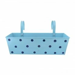 Exotic Flora Polka Dot Rectangle Planter Blue Pots & Planters