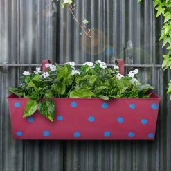 Exotic Flora Polka Dot Rectangle Planter Pink