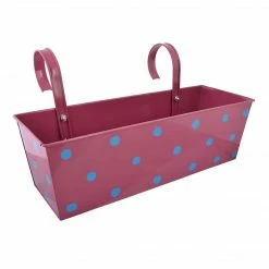 Exotic Flora Polka Dot Rectangle Planter Pink