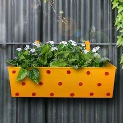 Exotic Flora Polka Dot Rectangle Planter Yellow