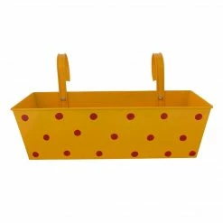 Exotic Flora Polka Dot Rectangle Planter Yellow