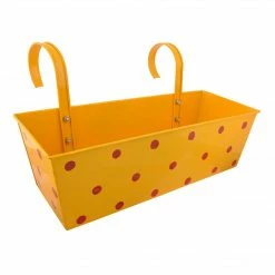 Exotic Flora Polka Dot Rectangle Planter Yellow