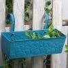 Exotic Flora Embossed Rectangular Pot Blue