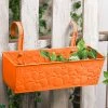 Exotic Flora Embossed Rectangular Pot Orange Pots & Planters