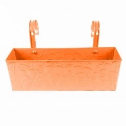 Exotic Flora Embossed Rectangular Pot Orange Pots & Planters