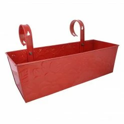 Exotic Flora Embossed Rectangular Pot Red 5 Exotic Flora Embossed Rectangular Pot Red