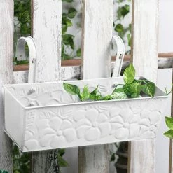 Exotic Flora Pots & Planters Embossed Rectangular Pot White