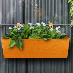 Exotic Flora Embossed Rectangular Pot Yellow Pots & Planters