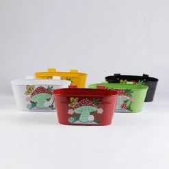 Exotic Flora Set Of Five Railing Mushroom Tubs Pots & Planters