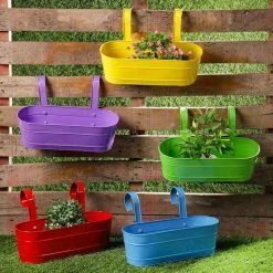 Exotic Flora Pots & Planters Set Of Five 16'' Oval Railing Planters