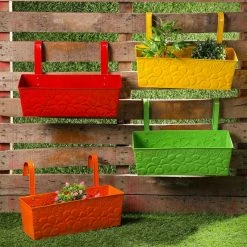 Exotic Flora Pots & Planters Set Of Four 18'' Flower Embossed Rectangle Planters