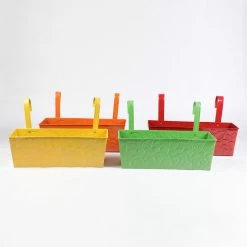 Exotic Flora Pots & Planters Set Of Four 18'' Flower Embossed Rectangle Planters