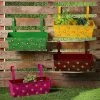 Exotic Flora Set Of Four 18'' Handpainted Rectangle Planters