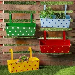 Exotic Flora Set Of Four 18'' Polka Dot Rectangle Planters Pots & Planters