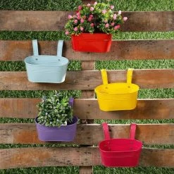 Exotic Flora Set Of Five 8 Inches Oval Railing Planters