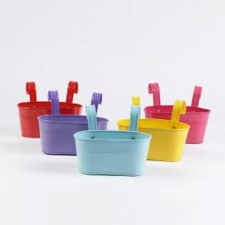 Exotic Flora Set Of Five 8 Inches Oval Railing Planters