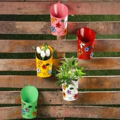 Exotic Flora Set Of Five Half Moon Pots