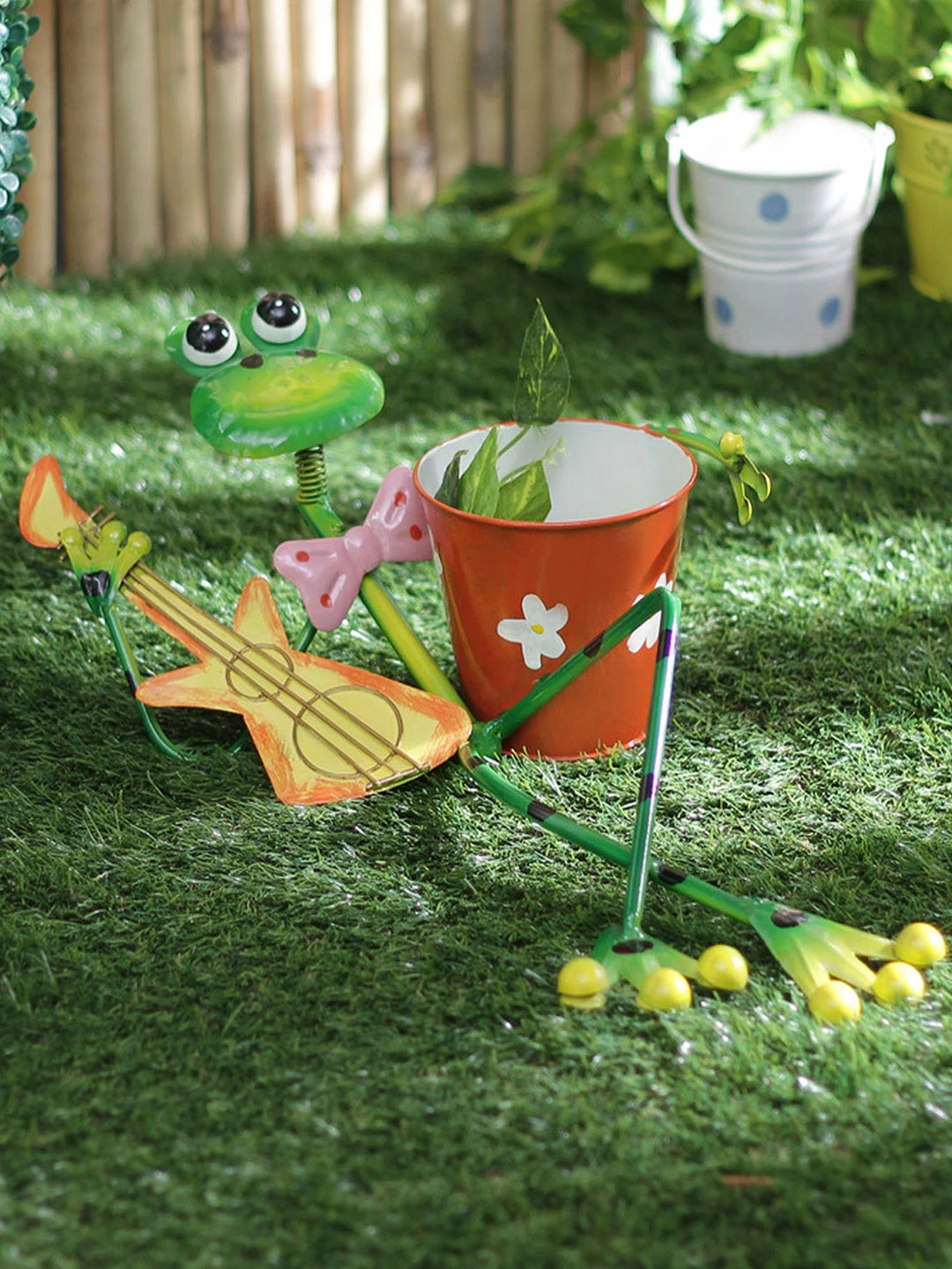 Exotic Flora Frog Lying Playing Guitar Planter Pots & Planters 1 Exotic Flora Frog Lying Playing Guitar Planter Pots & Planters