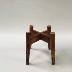 Exotic Flora Crimson Sky With Wooden Stand Pots & Planters