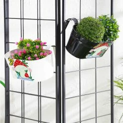 Exotic Flora Set Of Two Mushroom Tub Black & White Pots & Planters