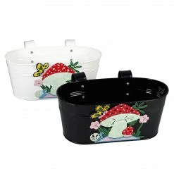 Exotic Flora Set Of Two Mushroom Tub Black & White Pots & Planters