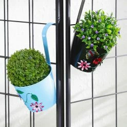 Exotic Flora Pots & Planters Set Of Two Flower Embossed Railing Planter Blue & Black