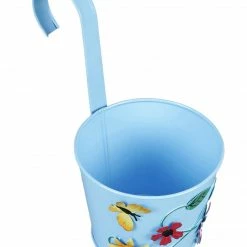 Exotic Flora Pots & Planters Set Of Two Flower Embossed Railing Planter Blue & Black