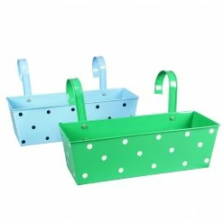 Exotic Flora Pots & Planters Set Of Two Polka Dot Rectangle Planter Blue & Green 4 Exotic Flora Pots & Planters Set Of Two Polka Dot Rectangle Planter Blue & Green