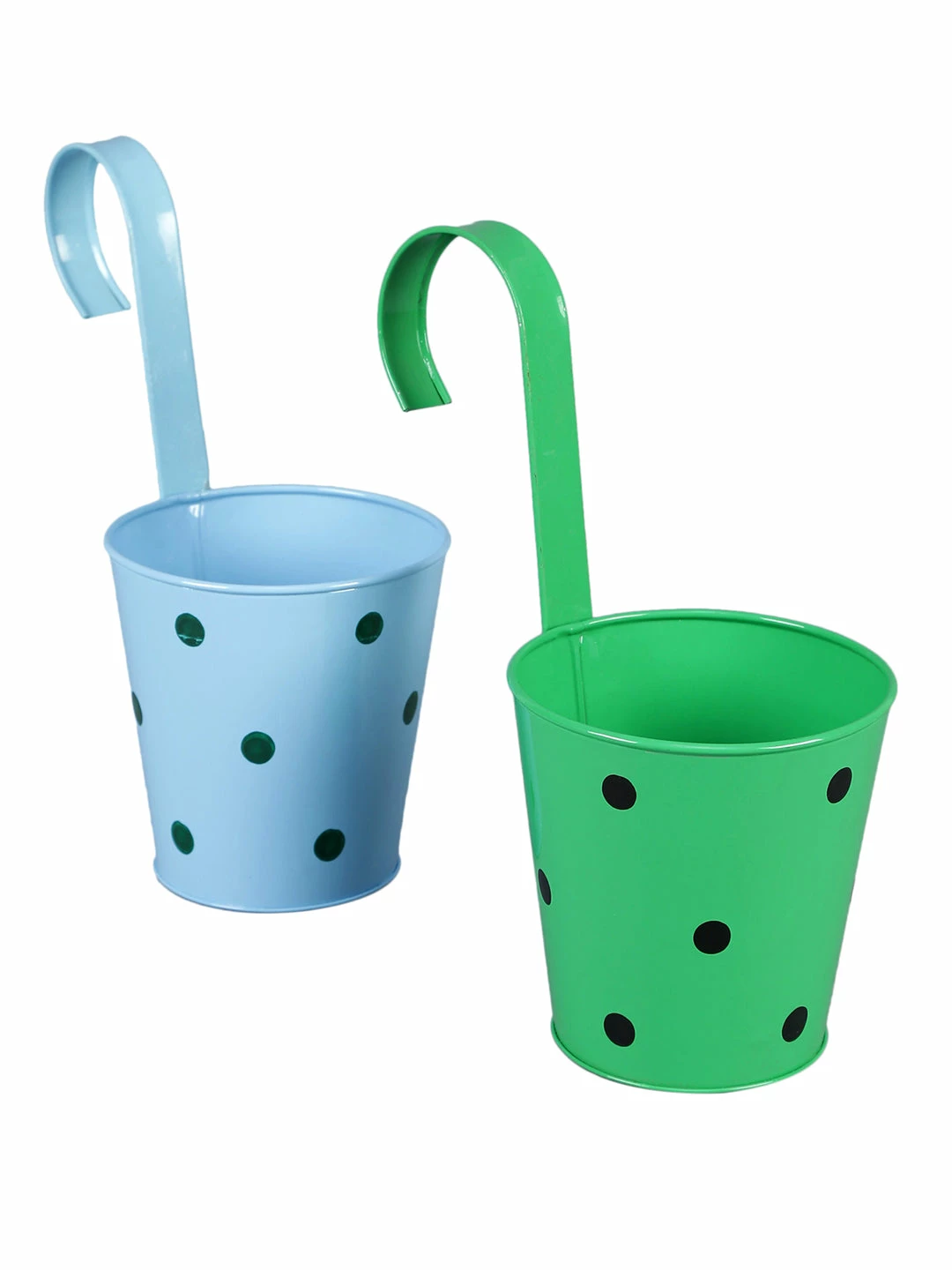 Exotic Flora Pots & Planters Set Of Two Railling Pot Polka Blue & Green 3 Exotic Flora Pots & Planters Set Of Two Railling Pot Polka Blue & Green