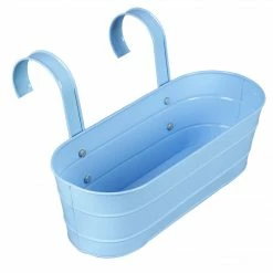 Exotic Flora Pots & Planters Set Of Two Oval Railing Planter Large Green & Blue