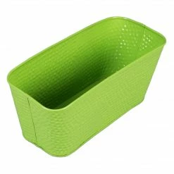 Exotic Flora Set Of Two 12'' Embossed Pot Green & Orange Pots & Planters